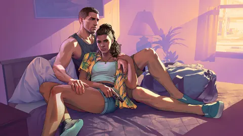 Jason and Lucia lounging in a motel room at the Starlet Motel .