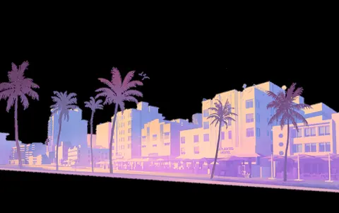 Isolated artwork of Shore Drive , showing extra hidden named hotels such as the Seahorse Hotel and Cordelia Hotel .